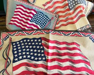 vintage tobacciana flannel inserts for a cigar boxes—American flag, 1940s