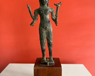 12th century Khmer bronze figure of Vishnu