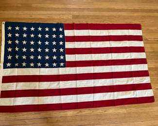1940s, 1950s 48 star American flag, cotton, printed stars, 40” x 68”