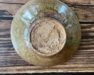 16th century wine flask and dish, Vietnamese, glazed ceramic