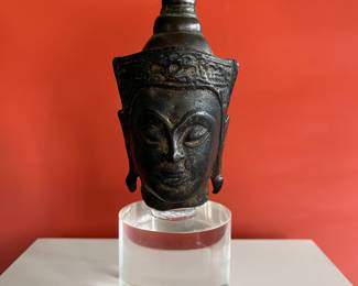 15th-16th century Khmer bronze head of Buddha