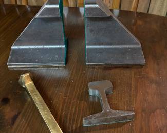 Railroad rail book ends, spike and paperweight