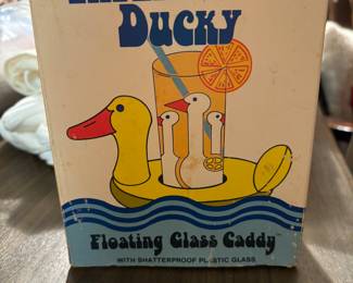 Inflatable Ducky  Floating Glass Caddy - vintage