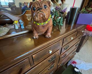 Nice 9 drawer dresser w Mirror.  Love the Bull Dog