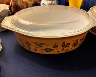 Great kitchen in next photos.  descriptions to post. Americana Pyrex Covered Dish