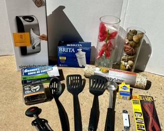 Lot of Kitchen Utensils, Grocery Bag Dispenser and More