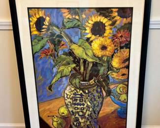 Signed Framed Sunflower Art