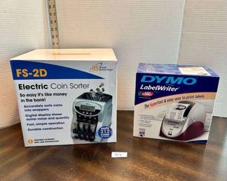 2pc Electric Coin Sorter Dymo Label Writer