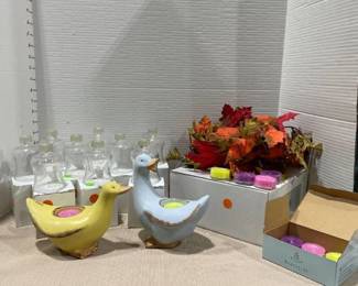 PartyLite Candle holders and candles and garland