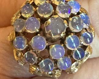 10K gold multiple opal dome ring