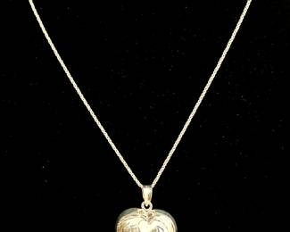 Silver Puffy Heart necklace