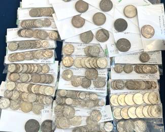 This is just a small sample of Antique and Vintage Silver Coins and paper money, both  US and Foreign. 