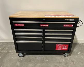 Lot 6487 Husky 46 9  Drawer Mobile Work Bench Tool Storage