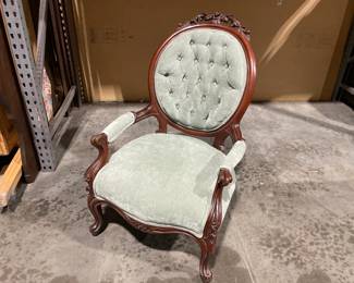 Lot 4163 Antique Parlor Chair  Sage Green Velvet