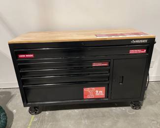 Lot 6490 Husky 56 5Drawer 1Door Mobile Workbench Tool Storage Chest Cabinet