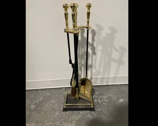Lot 6494 Fireplace Tool Set  Brass Iron
