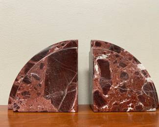 Lot 7536 Red Marble Stone Bookends