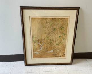 Lot 7559 Vintage Tiger Etching Original Art  L. G. Cohen