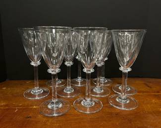 Lot 4376 Set 10 Simon Pearce White Wine Handblown Crystal Glasses