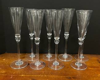 Lot 4375 Set 8 Simon Pearce Hartland Flute Handblown Crystal Glasses