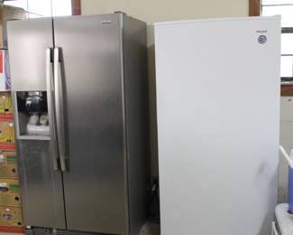 Kenmore side-by-side refrigerator/freezer and Whirlpool 20 cf freezer