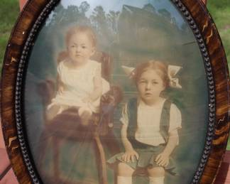 instant relatives; tinted photo, bubble glass frame