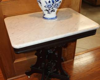 Eastlake lamp table, marble top