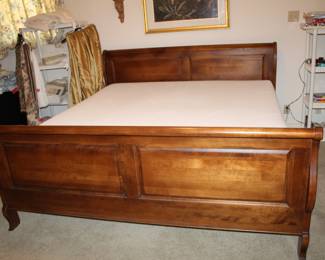 Ethan Allen king sleigh bed, Tempurpedic mattress