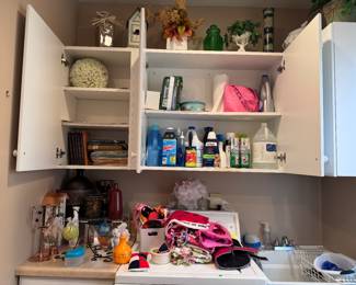 Laundry room cleaning supplies, small dog supplies