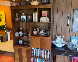Books, stoneware jugs, vintage tins, copper 