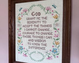 Serenity prayer embroidery artwork... so well done!