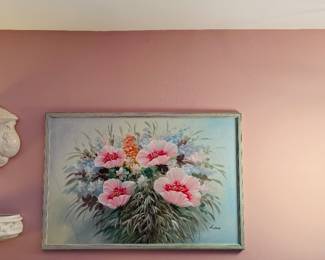 This vintage painting is even more beautiful in person! Vintage hanging globe-light