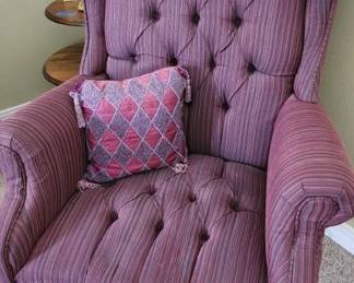 Plum Tufted Wingback Sitting Chair