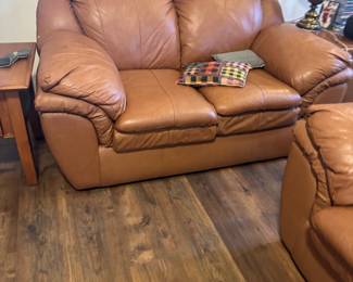 down leather love seat