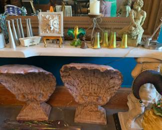 Candleholders and large clam decor