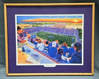 Jon Onion (American, d. 2023) Purple Dreams (Kansas State University Football Field) Print, Signed And Numbered 162/4000, Framed And Matted (Bottom Of Frame Has Some Separation), 29" x 23.75"