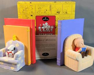 Hallmark Peanuts Gallery Porcelain Figurines Including By The Book And Here's To You!, With "A Joyful Song" Musical Windup, Includes COAs, All In Boxes, Total Qty 3