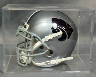 Kansas State University NCAA Schutt Air Mini Helmet In Display Case
