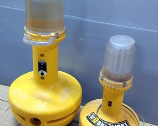 Wobble Light 400W 120V 3.6AMP Job Site Light, 36" x 18" And Wobble Light Jr. 85W Job Site Light, 26" x 13", Both Power On