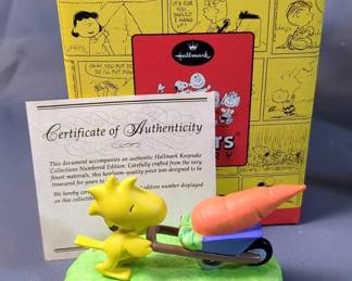 Hallmark Peanuts Gallery Porcelain Figurines Including Plant A Garden, The Great Pumpkin, King Of The Sandbox And Mood Booth, With COAs, All In Boxes