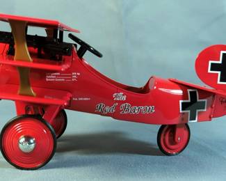 Hallmark Kiddie Car Classics 1950s Red Baron Airplane Pedal Car Replica Number QHG7114, New In Box