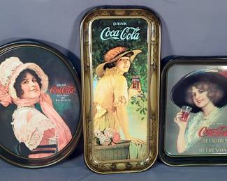 Coca-Cola Metal Serving Trays, Qty 3