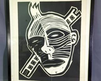 McConnell 1994 "Untitled II" Woodblock Print, Numbered 2/6, Framed Matted Under Glass, 21.5" W x 26" H