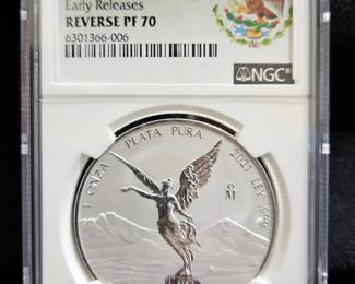 2021 Mo Mexico Libertad 1 Oz. .999 Silver NGC Reverse PF70 Bullion