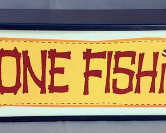 Vintage Retro Double Sided Gone Fishin'/Camp Light Up Sign, 5" x 15" x 5", Powers On