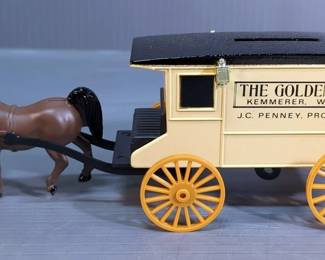 The Ertl Co J.C. Penney Diecast Coin Banks Including, The Golden Rule Horse With Carriage, #28350, And 1932 Ford Delivery Van, #2985G, Both In Boxes