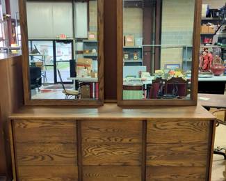 Horizontal Dresser With 9 Drawers And 2 Detachable Mirrors, 73.5" H x 66" W x 19" D