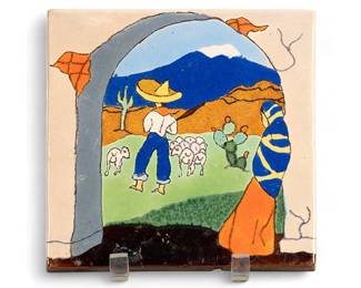 San Jose Pottery (dir. Ethel Wilson Harris, San Antonio, Texas), glazed ceramic tile (Lot 190)