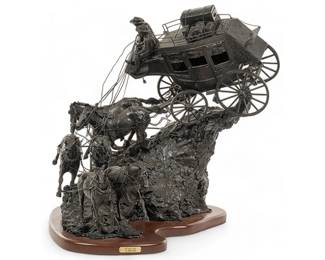 Lisa Perry (Texas / Montana, b. 1950), "The Devil's Dive: Six Horse Hitch", bronze sculpture (Lot 98)