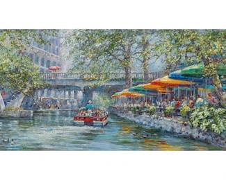 Robert Hamman (Texas, b. 1938), "The Riverwalk", 2023, oil on canvas (Lot 189)